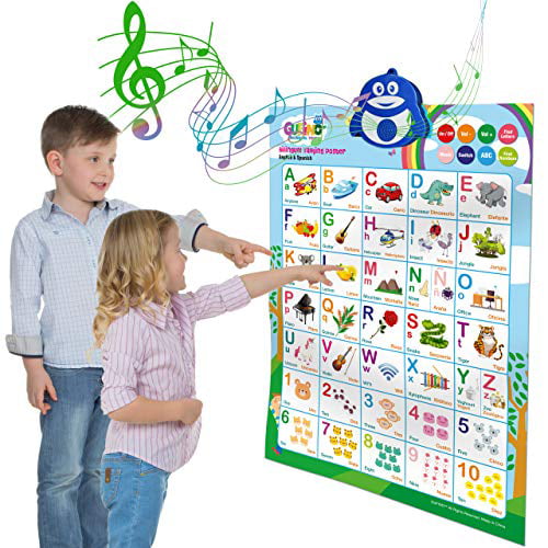 New Version Bilingual Spanish and English ABC Talking Poster Educational Toys for Toddlers Great Gift for Children Handsam Electronic Interactive Alphabet Wall Chart 