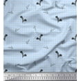 thumbnail image 1 of Soimoi Blue Rayon Fabric Black Sketch Feather & Dots Decor Fabric Printed Yard 56 Inch Wide, 1 of 3