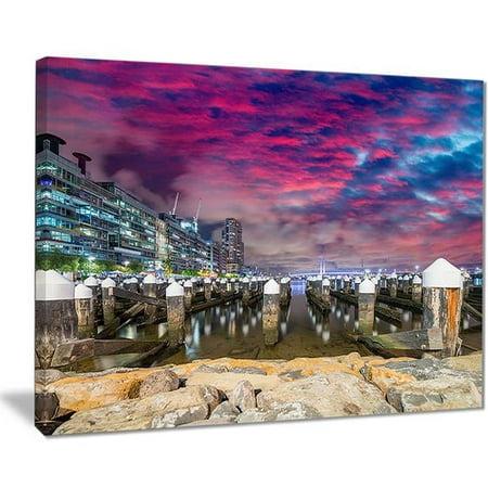Design Art 'Pier at Melbourne Harbor' Photographic Print on Wrapped Canvas