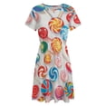 thumbnail image 4 of Pastel Rainbow Lollipop Short Sleeve Dress Women Summer Evening Dresses Ladies Sundress, 4 of 7