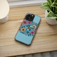 thumbnail image 5 of DistinctInk Hybrid (Acrylic / TPU) Clear Slim Fit Case for Apple iPhone 15 Pro (6.1" Screen) - "Minimalist Cartoon Spring Flowers on Blue", 5 of 8