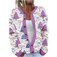 thumbnail image 2 of Cardigan Sweaters for Women Trendy Fall Fashion 2025 Ndbuld Women's Casual Christmas Printed Knitted Cardigan Button Up Jacket Coat Great Gifts for Less Multicolor 4XL, 2 of 5