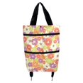 thumbnail image 2 of Carrito de grande, caja de almacenamiento con ruedas, bolsa con ruedas, bolsas de comestibles impresas, organizador de alimentos, carritos de comestibles Flor naranja perfecl Carro de compras, 2 of 8