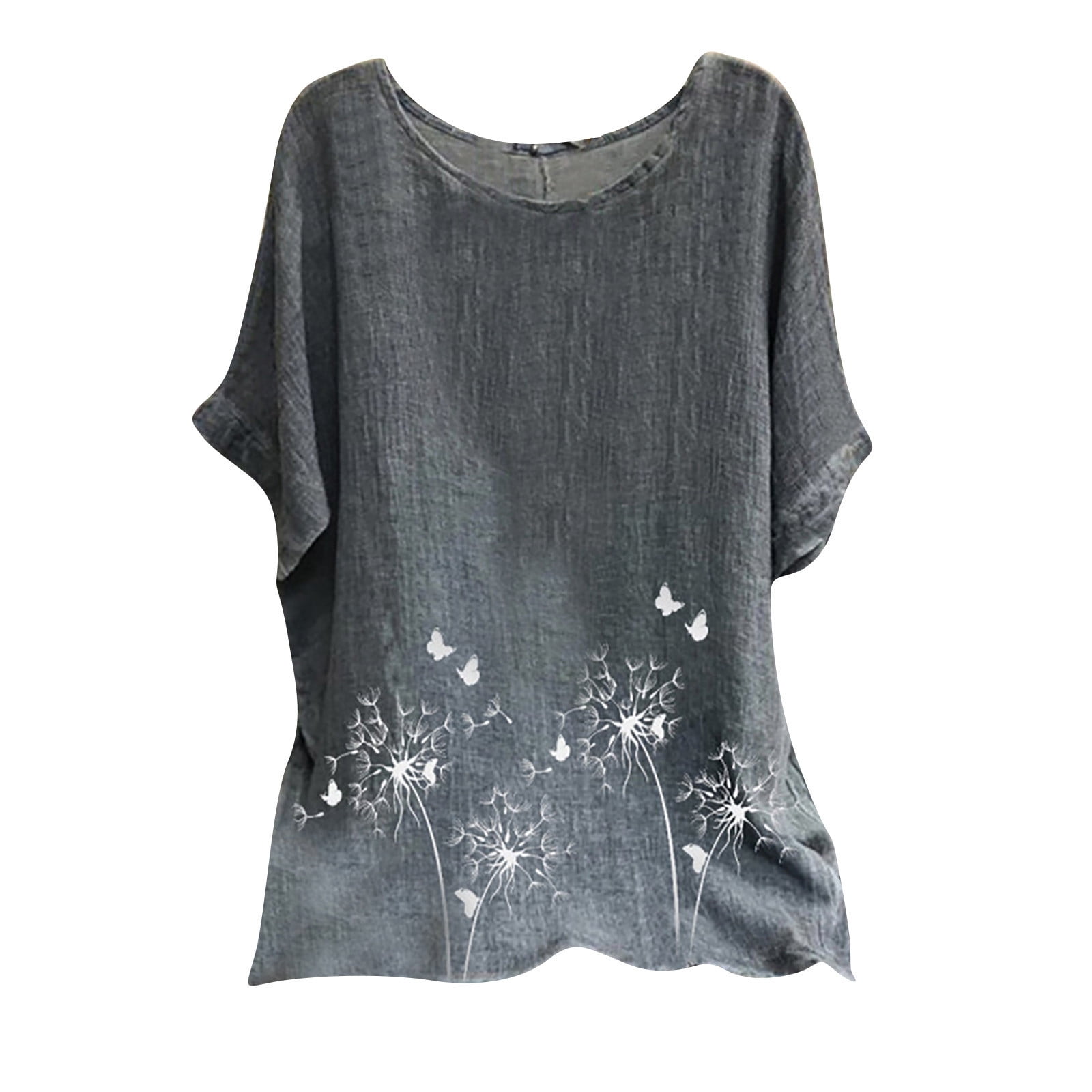 Women Summer Cute Tshirt Top Trendy Casual Loose Fit Dandelion Blouse Plus Size Short Sleeve O-Neck Workout Tunic Tees 