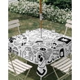 thumbnail image 3 of Square Outdoor Tablecloth with Umbrella Hole Black White Video Game Outside Table Cloth Waterproof Patio Table Cover Console Computer Gaming Sketch Style Zipper Tablecloths for Picnic 54x54 Inch, 3 of 8