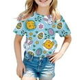 thumbnail image 3 of Kids Girls Easter Outfit Short Sleeved T Shirt Black Girls Easter Graphic Tees Tees Summer Easter Easter T Shirts For Girls 3-4 Years Size, 3 of 4