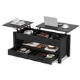 thumbnail image 4 of 47.2 Inch Lift Top Coffee Table, Adjustable Height Wooden Center Table with 2 Drawers, Hidden Compartment and Open Shelf for Living Room Home Office, 4 of 9