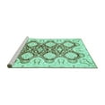 thumbnail image 2 of Ahgly Company Machine Washable Indoor Square Oriental Turquoise Blue Traditional Area Rugs, 6' Square, 2 of 4