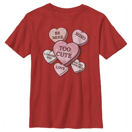 Boy's Star Wars: The Mandalorian The Child TooCute Candy Hearts Graphic Tee Red X Small