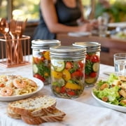 Wide Mouth Mason Jars 16oz - 8 Pack, Pint Mason Jars with Lids and Seal Bands, Glass Canning Jars for Pickling, Jam, Jelly, Honey, Salad, Desert, Shower Wedding Favors, DIY Candles Decor