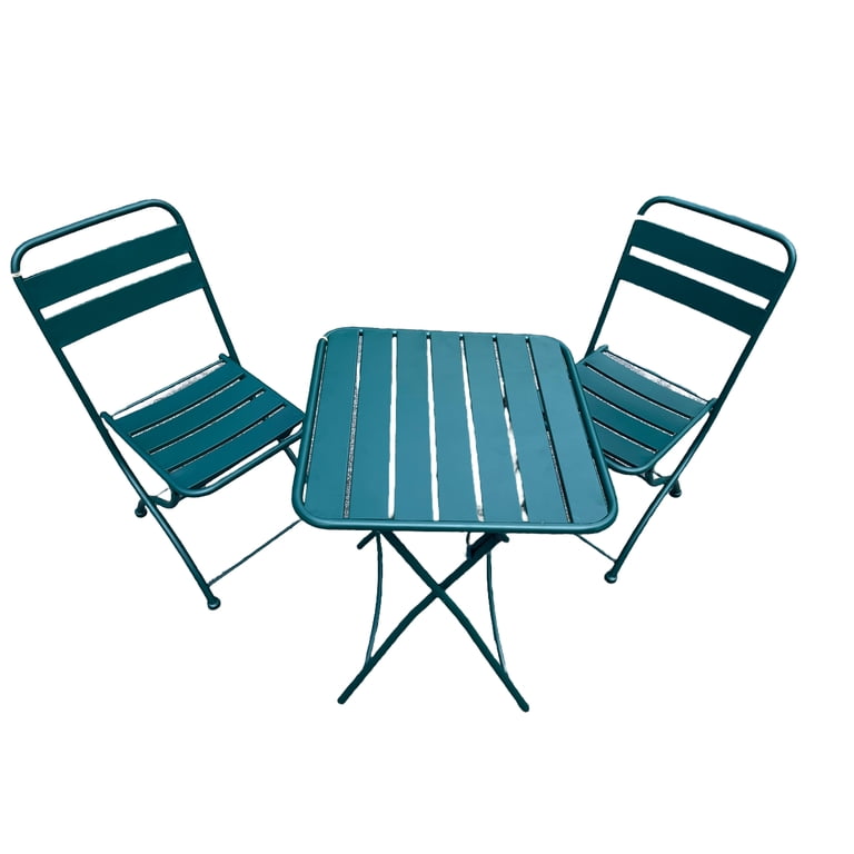 Nicole Miller Foldable Metal Bistro Set – 3 PC Contemporary