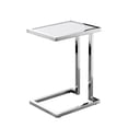 thumbnail image 2 of Inspired Home Noelani End Table Hight Gloss Lacquer Finish Top Polished Stainless Steel Base, White/Chrome, 2 of 9