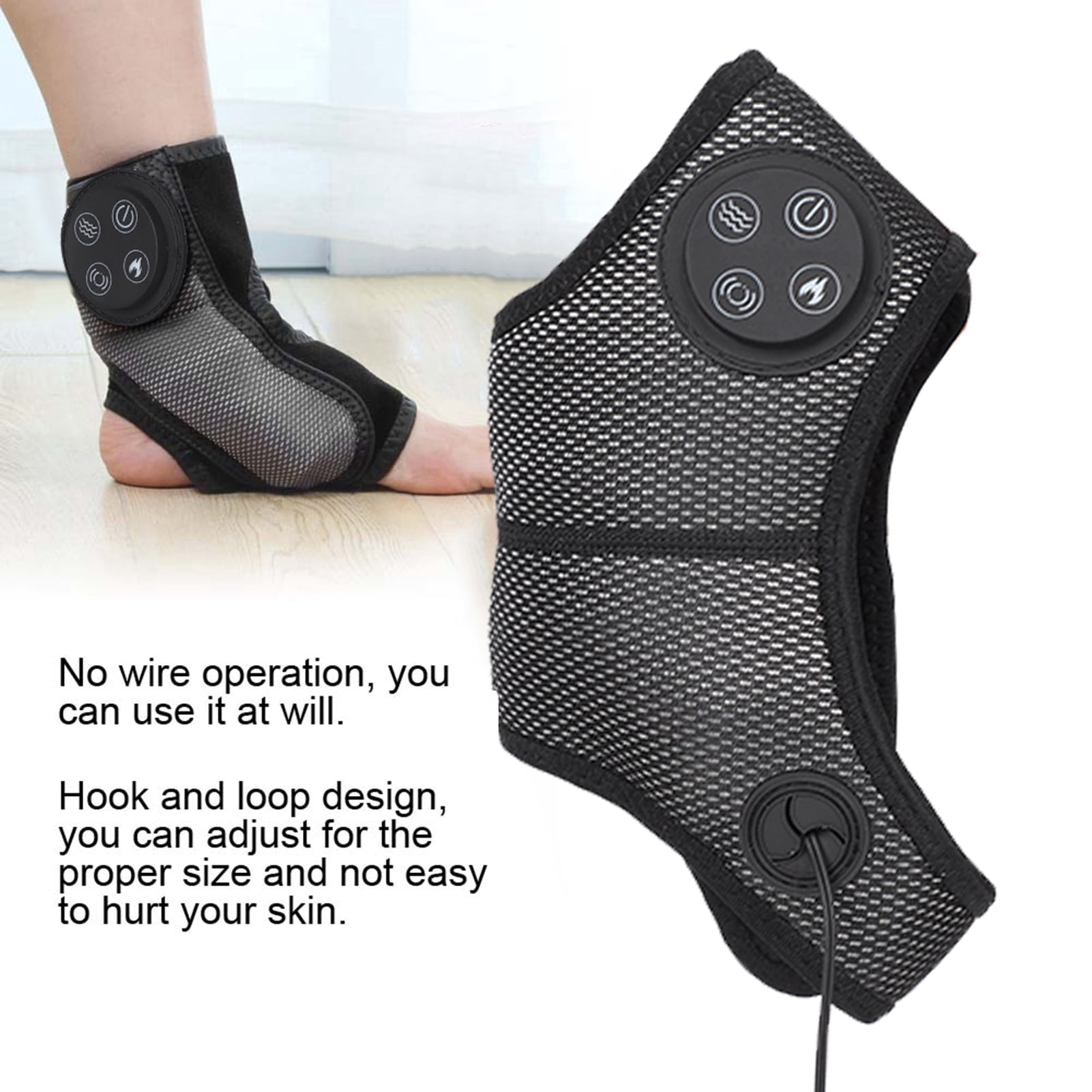 Tebru Foot Ankle Massager, Electric Foot Ankle Massager Vibration Heating Foot Acupuncture Points Massage US Plug, Electric Foot Massager