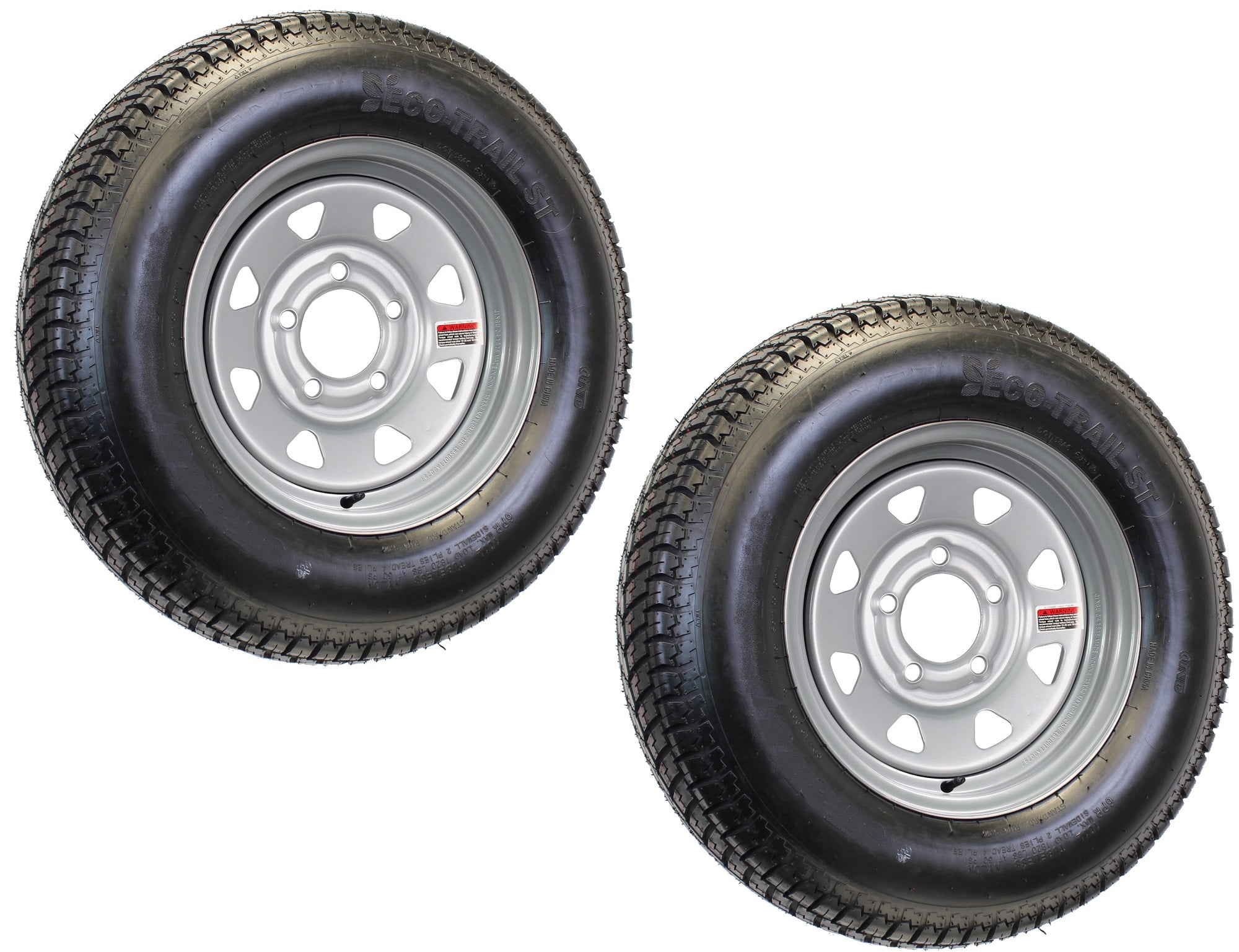 eCustomRim Trailer Tire Silver Spoke Rim ST205/75D14 Load C 5 Lug 4.5 in 14x5.5 Wheel 