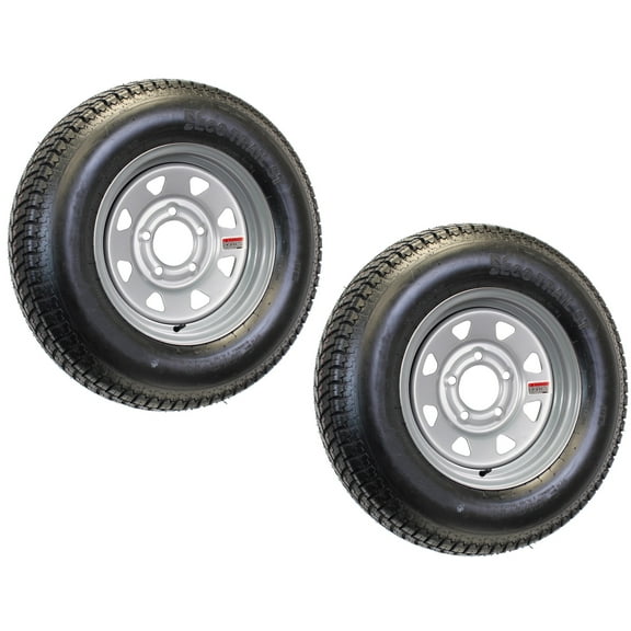 eCustomrim 2-Pack Radial Trailer Tire and Rim ST185/80R13 Load C 13x4.5 5-4.5 Silver Wheel