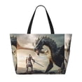 thumbnail image 2 of Pofeuu Swordsman Cool Dragon Print Beach Bag,Waterproof Sandproof Beach Tote Bag, Large Capacity Foldable Beach Bags for Women, 2 of 7