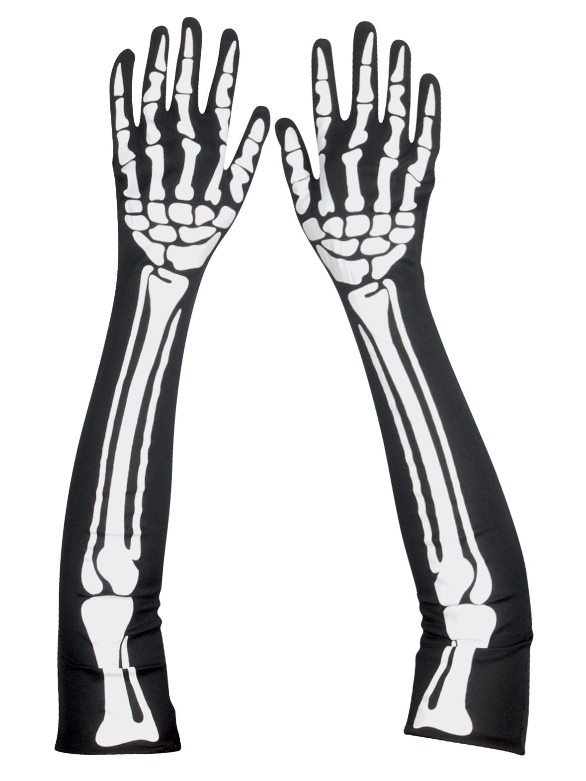 Star Power Spooky Halloween Skeleton Bones Gloves, Black White, One ...