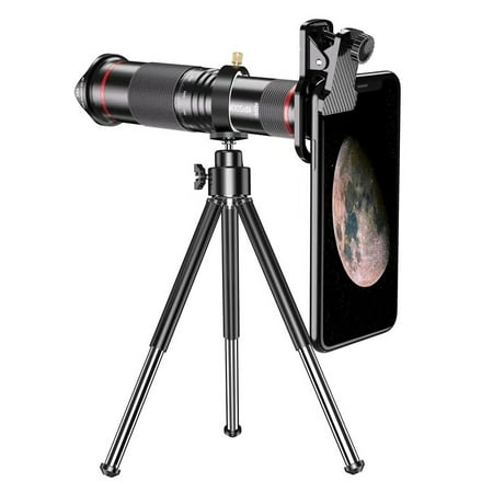 48x HD Zoom Mobile Phone Lens Powerful Binoculars Long Range Monocular Metal Telescope Telephoto Lens with Tripod for Camping (48X)