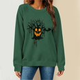 thumbnail image 2 of Women's Hoodless Sweatshirt for Casual Wear with Halloween Pumpkin Cozy Crewneck Fall Top for Seasonal Style and Comfort Green S, 2 of 4