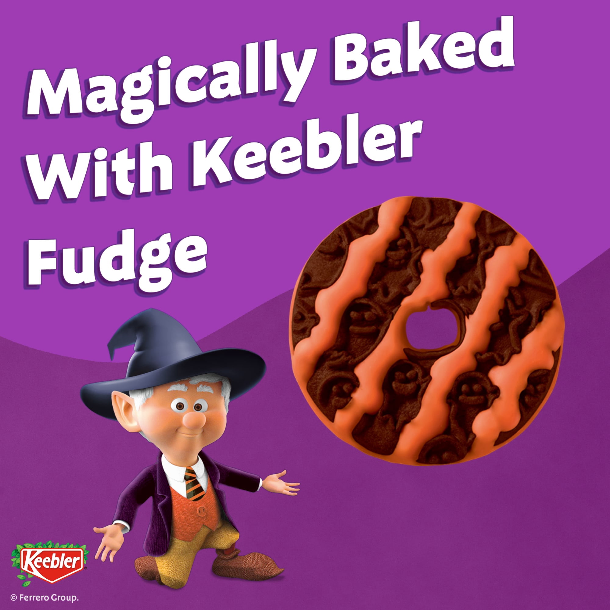 Keebler Spookie Fudge Stripes, Halloween Candy, Chocolatey Vanilla-Flavored Cookies with Orange Stripes, 9.5 oz