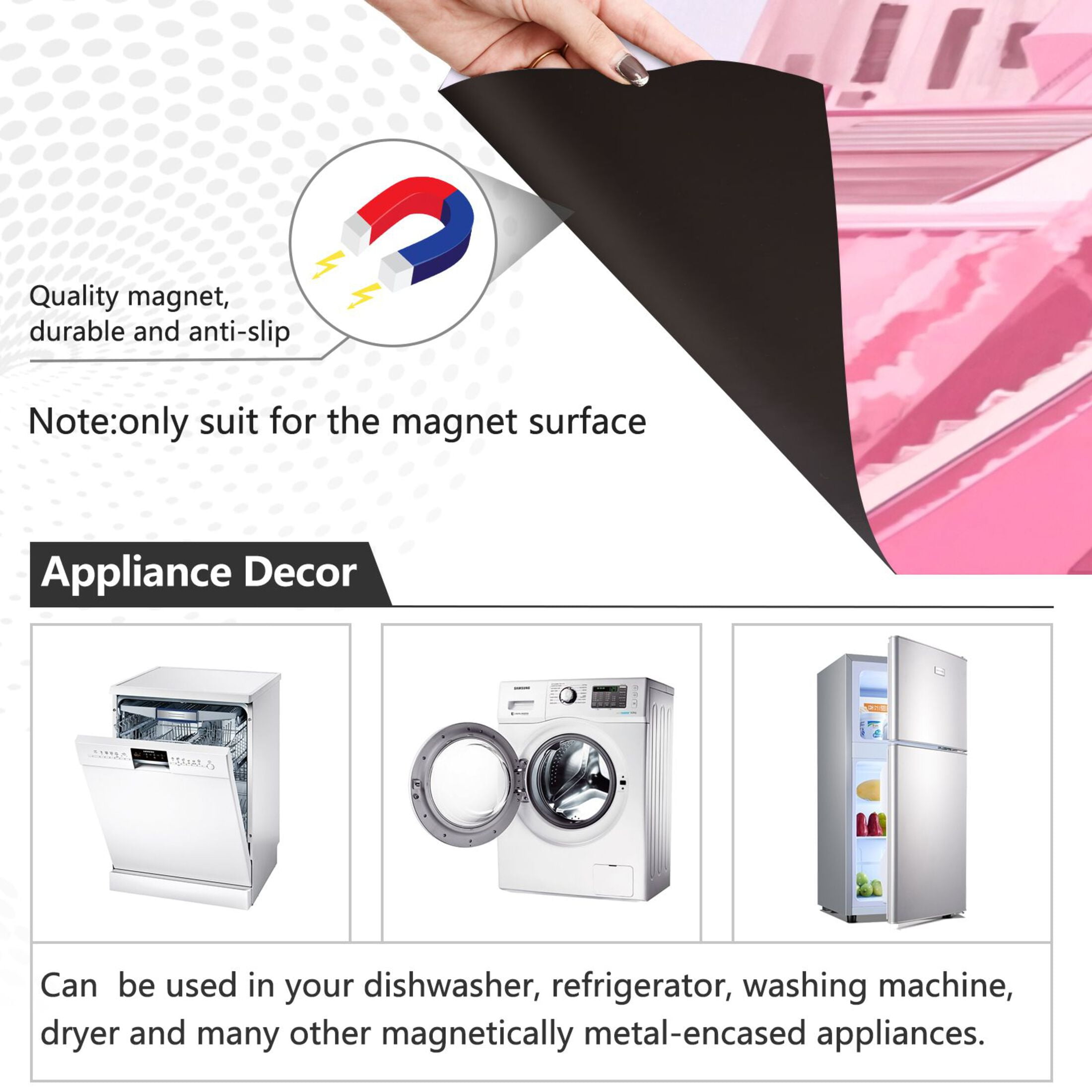 Dishwasher Magnetic Sticker 23x26 Inch Refrigerator Magnetic Sticker Washing Machine Magnetic Sticker Kitchen Panel Magnetic Sticker Home Decor Pink Cartoon House
