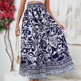 thumbnail image 5 of Womens Maxi Skirt 2025 Casual Flowy Elastic High Waist Long Skirts with Pockets Summer Beach Style Blue L, 5 of 7