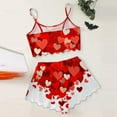 thumbnail image 4 of BYHONG Valentine's Day Pajamas for Women Set Cute Heart Print Casual Pajama Shorts Set Women's Loungewear Sets Red L, 4 of 4