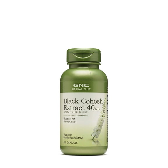 GNC Herbal Plus Black Cohosh Extract 40mg Supplement, Vegetarian, Support for Menopause, 100 Capsules, 100 Servings