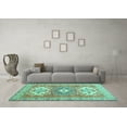 thumbnail image 3 of Ahgly Company Indoor Round Geometric Turquoise Blue Traditional Area Rugs, 3' Round, 3 of 4