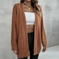 thumbnail image 4 of ICHUANYI Women's Trendy Fall Winter Soft Open Front Cardigan Sweaters Oversized Solid V Neck Knit Chunky Outwear Coats, 4 of 7