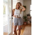 thumbnail image 7 of Real Essentials 3 Pack: Women's Woven Lounge Boxer Shorts Casual Sleep Comfy Elastic Waist Loose Fit PJ Bottoms with Pockets, 7 of 7