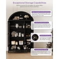 thumbnail image 4 of LAZZO 75" Arched Pantry Cabinet with Glass Doors, Rattan Drawers and Anti-Tipping Storage Cupboard for Kitchen and Living Room, Black, 4 of 8