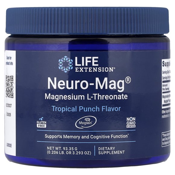 Life Extension Neuro-Mag Magnesium Threonate, Tropical Punch, 3.293 Ounce
