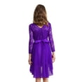 thumbnail image 2 of iEFiEL Flower Girls Lace Chiffon Dress Long Sleeve High-Low Hem Wedding Birthday Party Dress Pageant Ball Gown Purple 8, 2 of 7