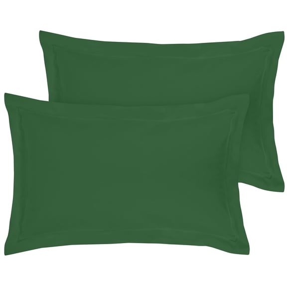 Royale Linens Pillow Shams 2 Pack Standard Size 20x26 Inch - 1800 Microfiber -Bed Pillow Shams, Wrinkle Resistant Super Soft and Cozy- Back Overlap Closure - Oxford Pillowcase (Standard, Hunter Green