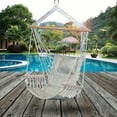 thumbnail image 4 of Backyard Expressions Hanging Hammock Chair - Grey Herringbone Pattern - Polyester/Cotton Fabric, 4 of 6