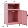 thumbnail image 2 of ALBAD Compact Metal Nightstand with Lockable Cabinet and Open Shelf, Modern Bedside Table, Versatile Side Table for Bedroom, Living Room, or Office (Pink, 26" H-Lockable Door), 2 of 15
