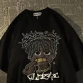 thumbnail image 4 of Camiseta de manga corta para hombre, camisa holgada versátil con estampado Retro de media manga, estilo Hip Hop, moda de verano, Y2k, 4 of 5