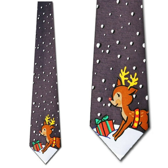 Rudolph with gift Necktie Mens Tie