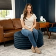 thumbnail image 5 of Jaxx Paran Pouf Ottoman, Large, Faux Fur, Modern Accent, Midnight Blue, 5 of 6