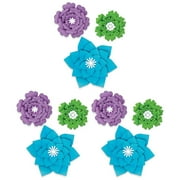 Blue Purple Green Flower Dimension - Pack of 3