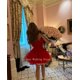 thumbnail image 2 of Qanz-vestido De cóctel rojo corto, batas De Promo sin mangas De tul fruncido, vestido corto De fiesta, Vestidos De Fiesta personalizados, 2 of 5