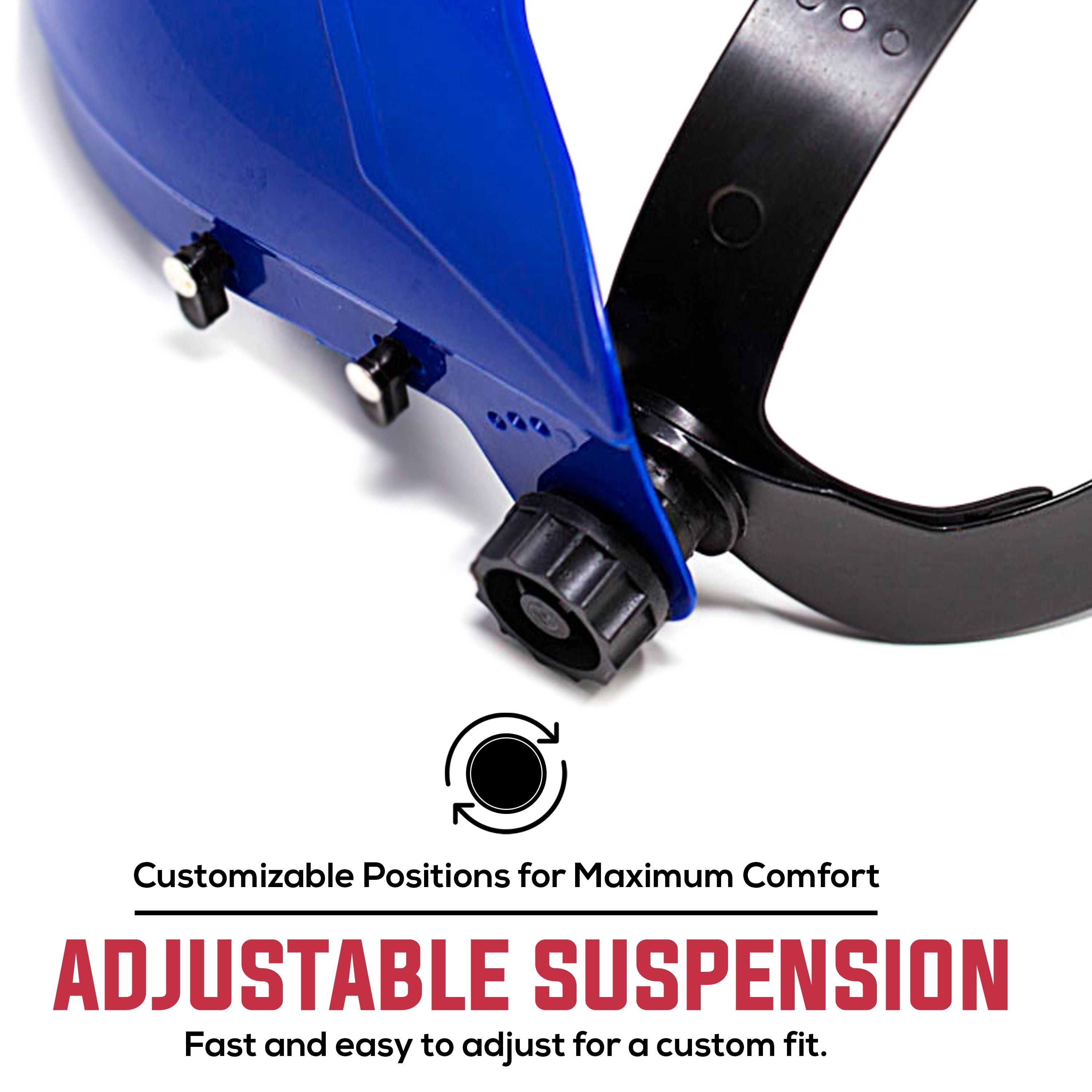 BISON LIFE Safety Blue Headgear with Clear Polycarbonate Face Shield, Adjustable Fit, Pack of 2