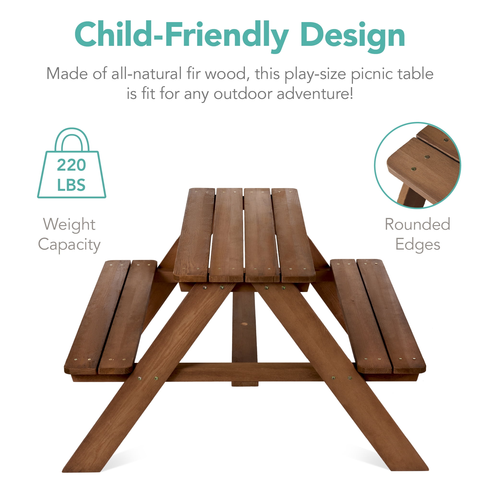 Best Choice Products Kids Wooden Picnic Table Outdoor Activity Table w Adjustable Umbrella Seats Navy Blue