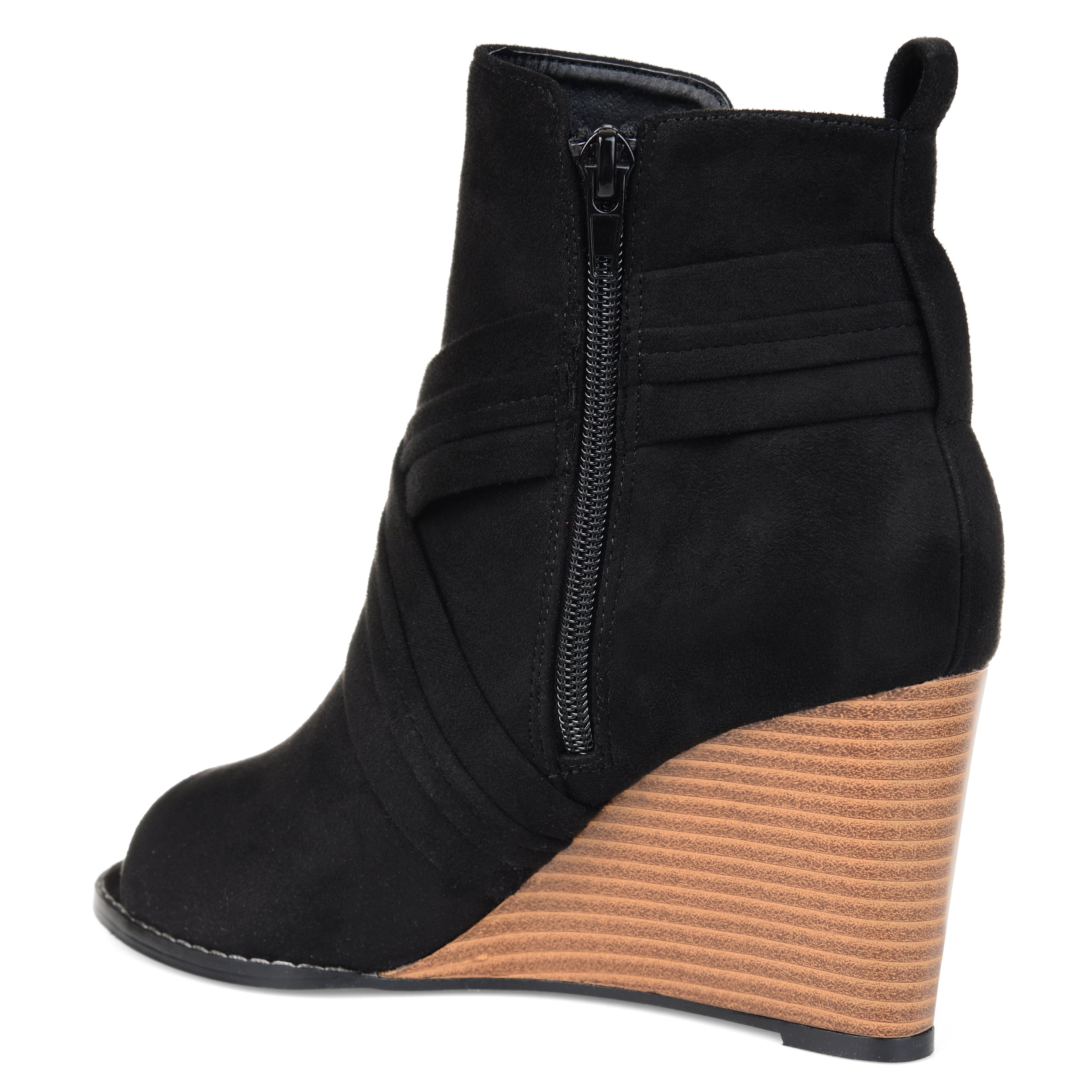 Journee Womens Sabeena Inside Zip Open Toe Wedge Booties