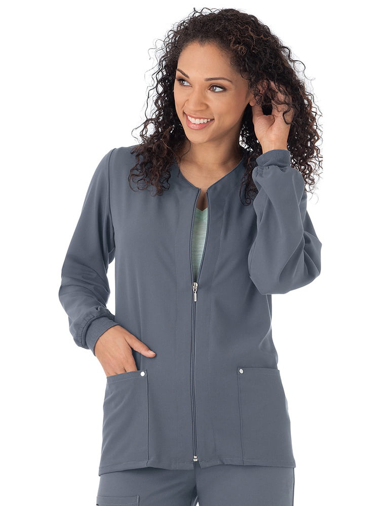Classic Fit Collection by Jockey Women's V-Neck Zip Front Scrub Jacket ...