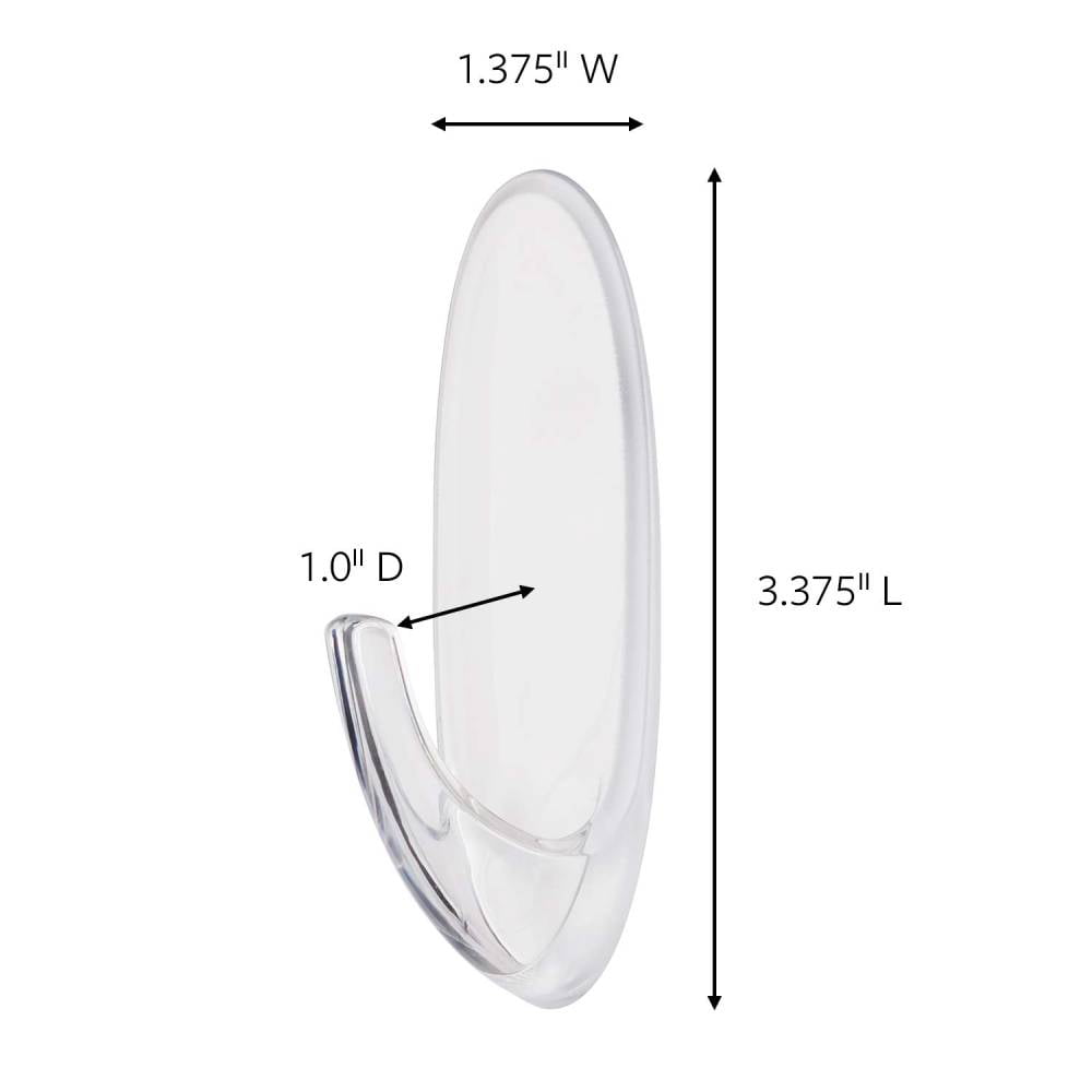 Command Large Clear Hook Damage Free Adhesive 1 Hook 2 Strips, 6-Pack