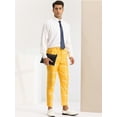 thumbnail image 4 of Unique Bargains Men's Business Plaid Pants Casual Slim Fit Flat Front Checked Trousers 34 Yellow, 4 of 6