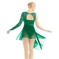 thumbnail image 5 of renvena Women Girls Lyrical Ballet Dance Costume Single Long Sleeve Asymmetric Leotard Dress, 5 of 7