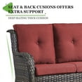 thumbnail image 4 of PARKWELL Outdoor 3 Seats Sofa - Rattan Wicker Patio Couch with Cushions - Steel Frame - Gray Wicker, Red Cushions, 4 of 6